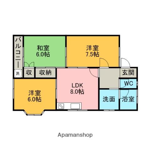 ファインA(3DK/2階)の間取り写真