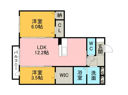 名鉄名古屋本線 牛田駅(愛知) 徒歩3分 3階建 築9年(2LDK/2階)の間取り写真