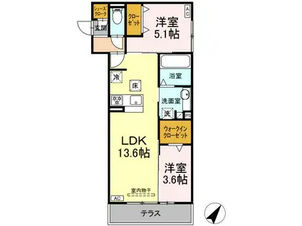 GRAND D-ROOM豊田市若林西町(2LDK/1階)の間取り写真