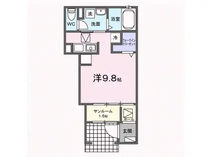 サンライズ24(ワンルーム/1階)の間取り写真