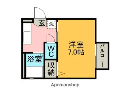 エルクアトロ(1K/2階)の間取り写真