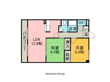 ファインコート(2LDK/1階)の間取り写真