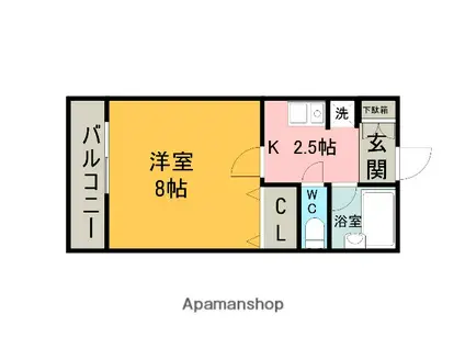 シャルマン緒川(1K/1階)の間取り写真