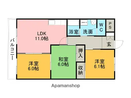 ソレアード笹原Ⅰ(3LDK/2階)の間取り写真