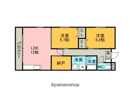 プレアデス(2SLDK/1階)の間取り写真