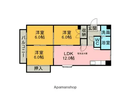 コンフォートフカヤ(3LDK/5階)の間取り写真