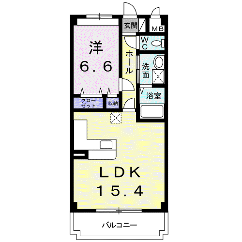 スマイルK・Ⅱ(1LDK/3階)の間取り写真