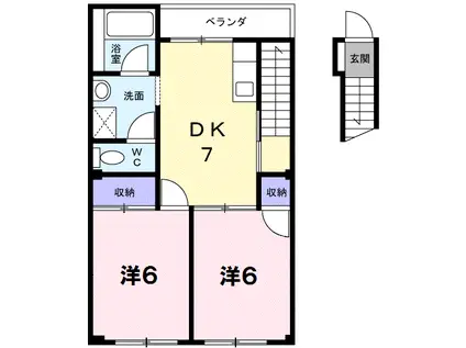 サンハイツ赤塚(2DK/2階)の間取り写真