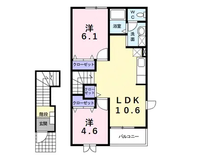 アット・イーズ A(2LDK/2階)の間取り写真