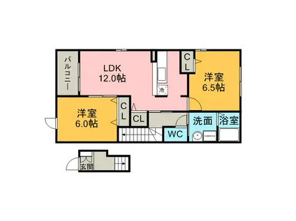 リヴェールM(2LDK/2階)の間取り写真
