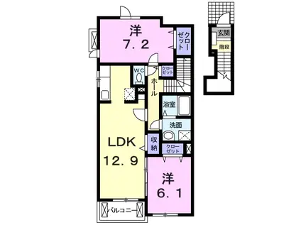ルーセントS・Ⅱ(2LDK/2階)の間取り写真