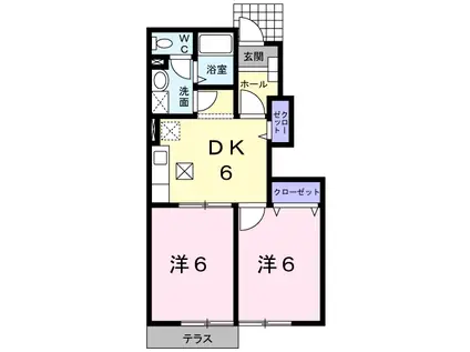 アメニティレジデンス(2DK/1階)の間取り写真