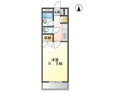 ピアチェーレTⅡ左京山(1K/3階)の間取り写真