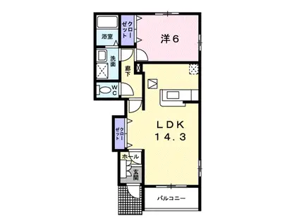 グランデヒサノB(1LDK/1階)の間取り写真