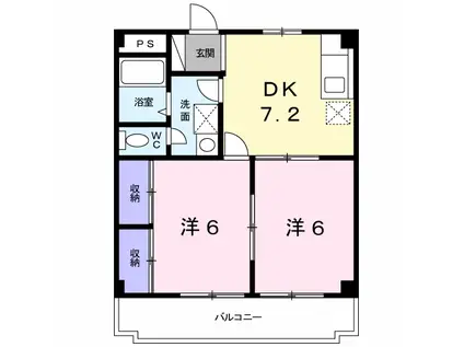 アーバンライフいずみ(2DK/1階)の間取り写真