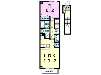 アベニュー11番館(1LDK/2階)の間取り写真