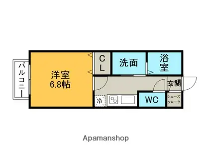 SUNHEIM梶田(1K/2階)の間取り写真