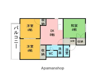 アスティール西川A(3DK/2階)の間取り写真