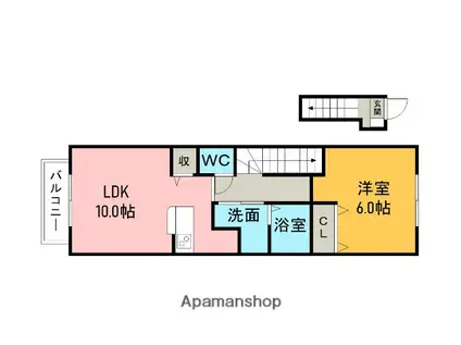 エテルノⅠ(1LDK/2階)の間取り写真