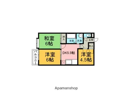 ビューハイツ有松A棟(ワンルーム/1階)の間取り写真