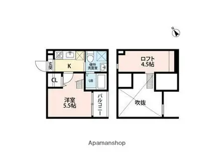 タウンコート鳴海(1K/1階)の間取り写真