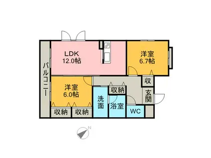 エクセレンスフジエ(2LDK/2階)の間取り写真