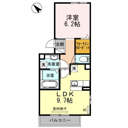 ローズコート鳴海(1LDK/2階)の間取り写真