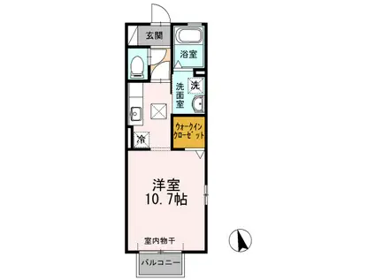 ハレクノ梶田(ワンルーム/1階)の間取り写真