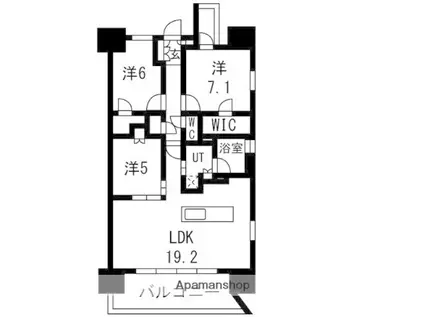 レーベン南大高 THE ONE(3LDK/15階)の間取り写真