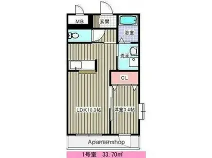 アムセント(1LDK/1階)の間取り写真
