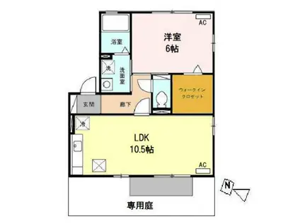 パルティール大高 B棟(1LDK/1階)の間取り写真