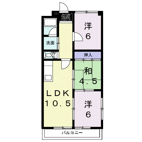 第二グリーンマンション服部(3LDK/3階)の間取り写真
