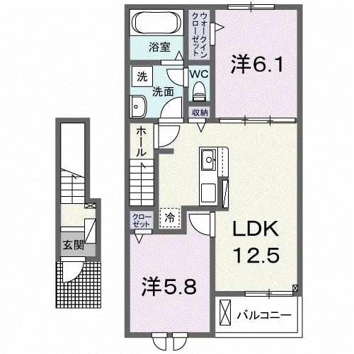 ベント ルクス(2LDK/2階)の間取り写真
