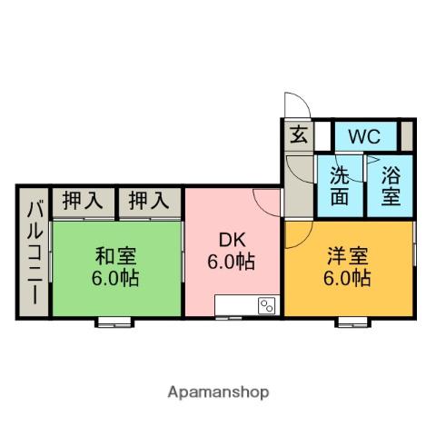 ペルソナⅡ(2DK/2階)の間取り写真
