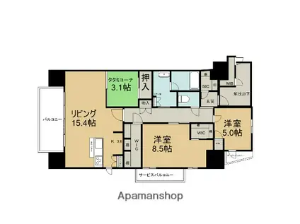 メイツ犬山レジデンス(3LDK/15階)の間取り写真