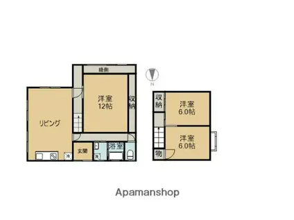 名鉄広見線 富岡前駅 徒歩9分 2階建 築55年(3LDK)の間取り写真