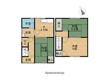 愛知県犬山市 2階建 築46年(3K)の間取り写真