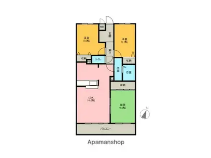 サニーコート犬山(3LDK/1階)の間取り写真