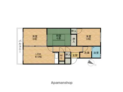 シティーパレス松本(3LDK/2階)の間取り写真