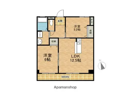 マンション若山(2LDK/3階)の間取り写真