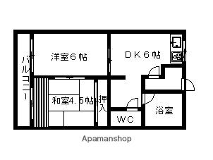 フラワーキャスル(2DK/1階)の間取り写真