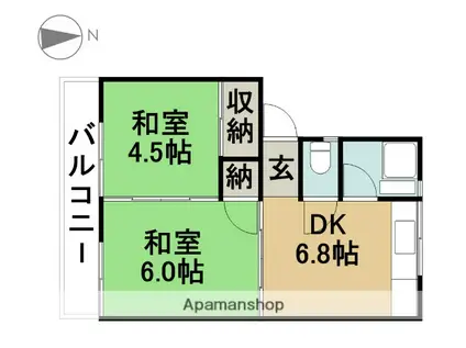 コーポやまよし(2DK/2階)の間取り写真