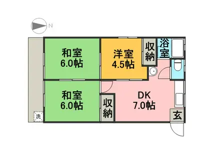 第2コーポ桑山(3DK/2階)の間取り写真