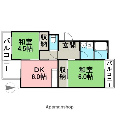 稲駅マンション(2DK/3階)の間取り写真