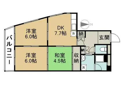 かすがタウン(3DK/2階)の間取り写真