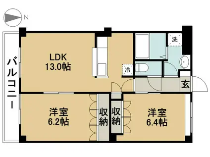 ハピネス(2LDK/2階)の間取り写真