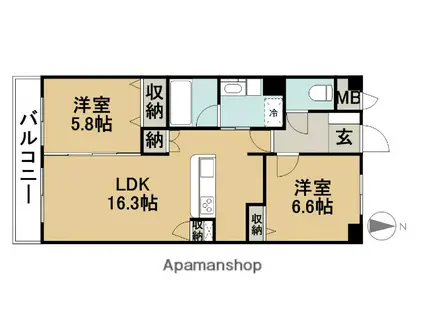 THEPARKTOKINOTERRACE(2LDK/2階)の間取り写真