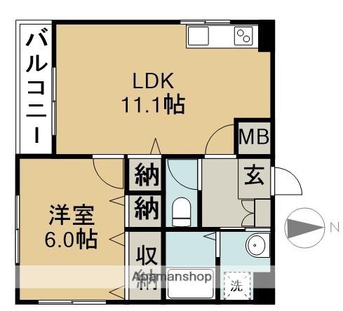 スタジオーネ(1LDK/3階)の間取り写真