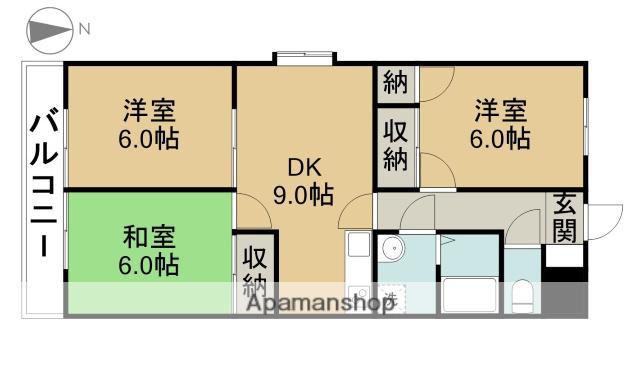 AMOURMIWA(3DK/5階)の間取り写真