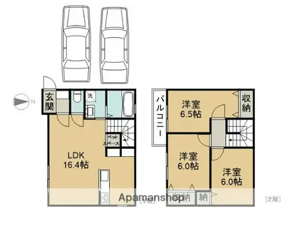 名鉄津島線 甚目寺駅 徒歩17分 2階建 築13年(3LDK)の間取り写真
